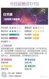 2023-07-15白羊座，金牛座，双子座，巨蟹座，狮子座，今天的星座运势：爱情运势，事业学习