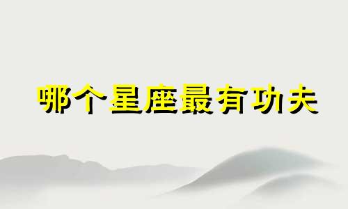哪个星座最有功夫