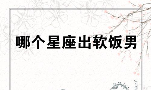 哪个星座出软饭男