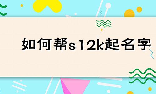 如何帮s12k起名字