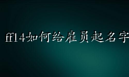 ff14如何给雇员起名字