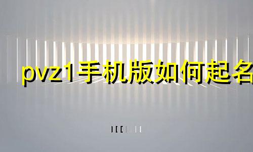 pvz1手机版如何起名