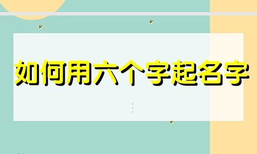如何用六个字起名字
