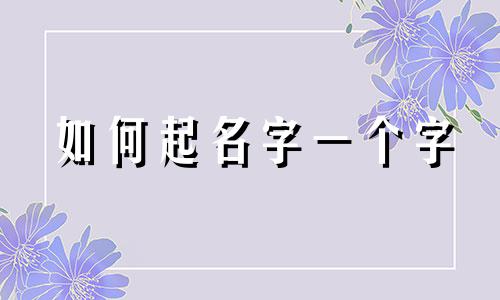 如何起名字一个字