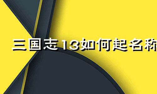 三国志13如何起名称