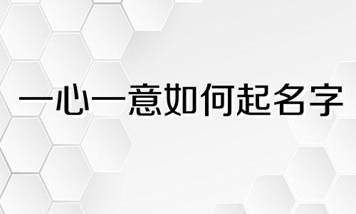 一心一意如何起名字